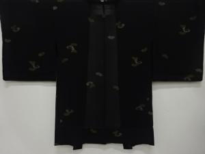 大正ロマン　紗　漆　地紙に楓模様織出し　一ツ紋羽織